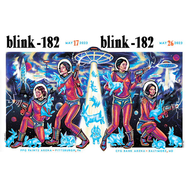 Blink-182, screenprints (diptych US Tour 2023) by artist Zeb Love
