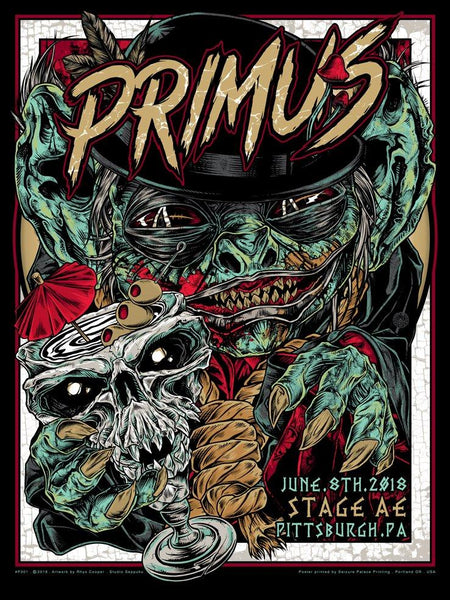 Primus (Pittsburgh 2018) official screenprint by Rhys Cooper