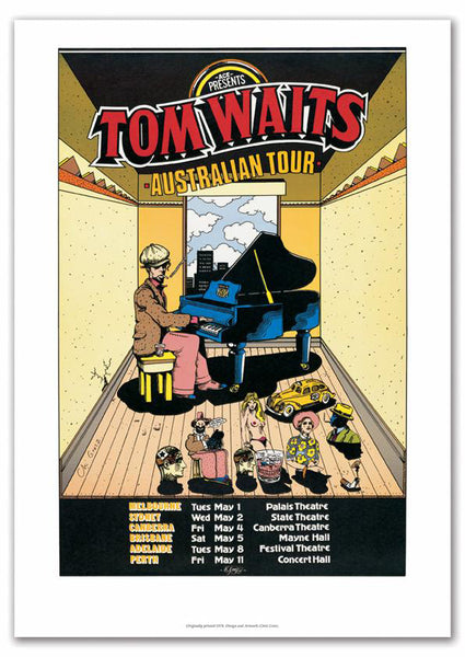 Tom Waits Australian Tour 1978, poster art by Chris Grosz - French