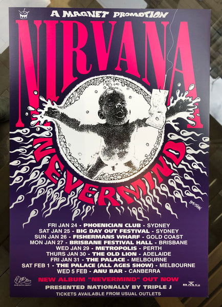 Nirvana (Australian Tour 1992) by artist Ben Brown. - French Paper