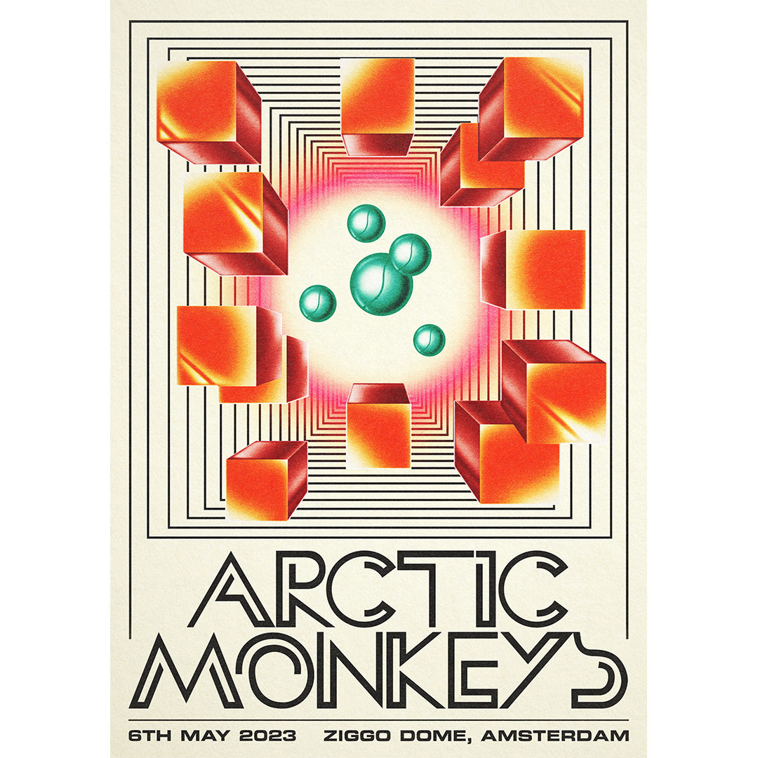Arctic Monkeys (Amsterdam 2023 night 2) gig poster, art by Liorzh