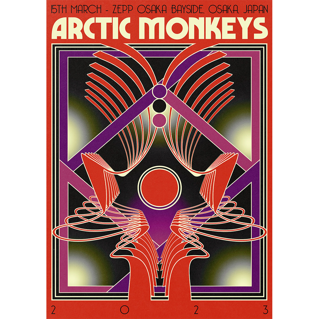 Arctic Monkeys (Osaka 2023) gig poster, art by Liorzh - French