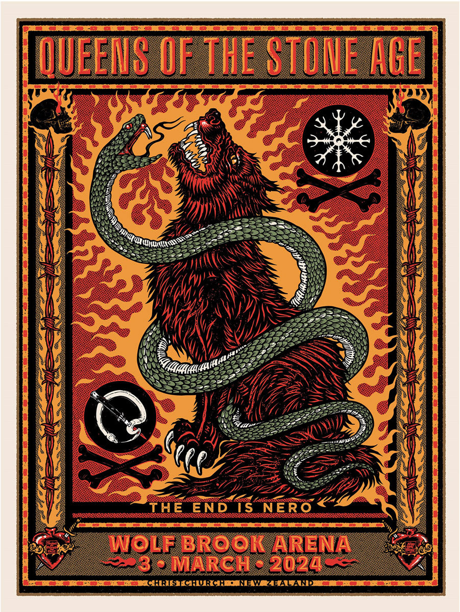 Queens of the Stone Age (Christchurch 2024) screenprint by Ben