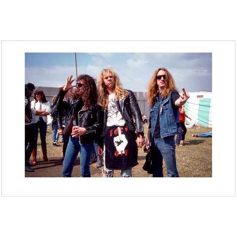 Kirk Hammett, James Hetfield et Cliff Burton (Metallica), Festival Monsters Of Rock 1985