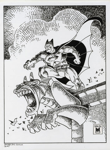 BATMAN ON GARGOYLE, Stan Sakaï - French Paper Art Club