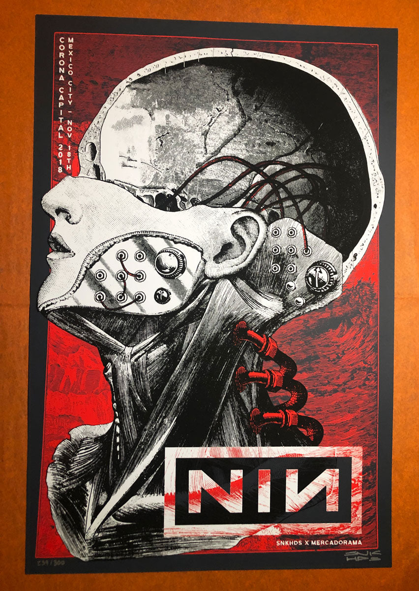 Nine Inch Nails screenprint (Mexico 2018) by artist Snake Heads