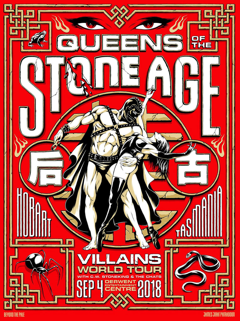 Queens of the Stone Age screenprint (Hobart, 2018) by James Patradoon French Paper Art Club
