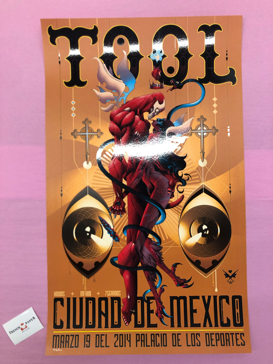 TOOL ポスター　メキシコ Tool (Mexico 2014) gold variant poster by Alex Arizmendi - French